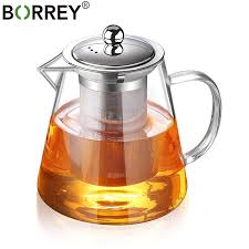 Free delivery and returns on ebay plus items for plus members. Borrey Tea Infuser Pot Heat Resistant Glass Teapot Cup With Filter Flower Tea Pot Oolong Puer Kettle Glass Coffee Tea Pot 1300ml Teapots Aliexpress