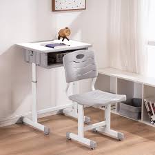 Height adjustable desk and chair set kids children play toy activity table gift. Adjustable Children S Desk Chair Set Students Study Desk Kids Study Table White Ebay