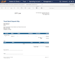 Select print and specify whether to print deposit slip and summary or print deposit summary only (useful if you've filled out deposit slips by hand). Trust Bank Deposit Slip Report