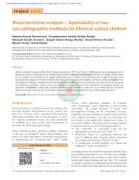 pdf mixed dentition analysis applicability of two non