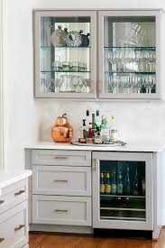 See more ideas about glass door refrigerator, glass door, beverage refrigerator. Gray Kitchen Bar With Glass Door Beverage Fridge Transitional Kitchen