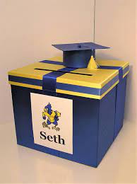 Graduation Card Box Maroon And White Gift Card Box Money Box Holder Customize Your Color 10x10x9 Graduation Card Boxes Graduation Party Card Box Graduation Party Cards