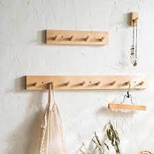 Eco Friendly Wooden Coat Hooks Natural Wall Hanger Hook Hat Clothes Bag Rack Storage Shelf Key Holder Organizer With 7 Hooks Hooks Rails Aliexpress Wooden Coat Hooks Wooden Wall Hooks