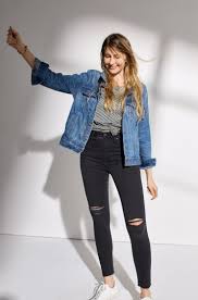 Women S Curvy High Rise Skinny Jeans In Black Sea Fall Jackets Outfit Dress With Jean Jacket Jean Jacket Outfits
