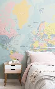 Discover teen bedroom wallpapers & wall murals designed by contemporary artists. Pastel World Map Wallpaper Muralswallpaper Bedroom Wallpaper Colours Bedroom Feature Wallpaper Girls Wall Mural