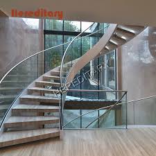 See some great interior stair rails with special designs for your home. China Curved Interior Staircase Duplex Villa Wood And Glass Railing Staircase China Glass Spigot Balcony Glass Standoff Railing