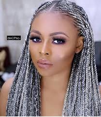Black And Grey Braids Hairstyles Would You Rock This Colour Of Hair Grey Hair Braids Grey Box Braids Braids For Black Hair
