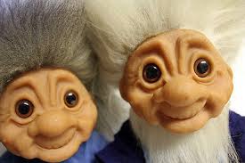 Thomas DAM Grandma & Grandpa Old Rare Troll Dolls- Grandparents set lot vtg 