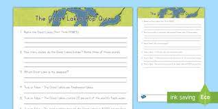 Perhaps it was the unique r. The Great Lakes Facts Pop Quiz