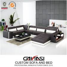 Esofastore contemporary design living room furniture gray velvet motion reclining 3piece sofa set. China Big Lots U Shape Chaise Furniture With A Side Led Table Photos Pictures Made In China Com