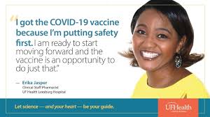 Erika Jasper, clinical staff pharmacist and integral part of the Leesburg  community, can empathize with common feelings of hesitancy regarding the  COVID-19 vaccine as she struggled with some of the same emotions: “