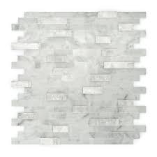 Inoxia Speedtiles Camarillo White And Gray 11 77 In X 11 57 In X 8 Mm Stone Self Adhesive Wall Mosaic Tile Is0210a2c117001 The Home Depot Mosaic Wall Tiles Mosaic Tiles Mosaic Wall