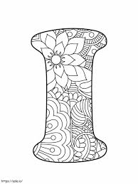 Letter I Mandala Alphabet coloring page