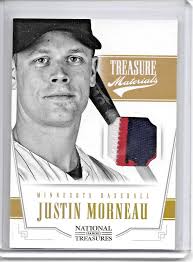 2012 National Treasures JUSTIN MORNEAU 3 COLOR PRIME PATCH SP #18/25 TWINS!