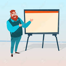 business man with flip chart seminar training conference brainstorming