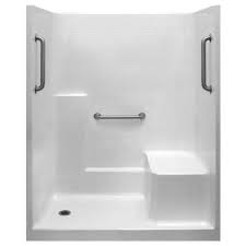 All the green on the ceramic tile, it looks like man made ceramic tile i'm thinking its lime? Ella Classic 33 In X 60 In X 77 In 1 Piece Low Threshold Shower Stall In White Grab Bars Rhs Molded Seat Left Drain 6032shrwhtpkg1 The Home Depot