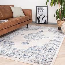 vintage vloerkleed deep medaillon wit blauw brengt sfeer mee vloerkleed vloerkleed wit decoraties