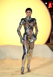 Zendaya is a biker babe in plunging nude leather jumpsuit