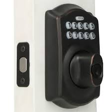 Schlage Camelot Aged Bronze Keypad Electronic Door Lock Deadbolt In 2020 Keypad Deadbolt Schlage Deadbolt
