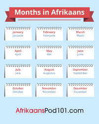 The Afrikaans Calendar Talking About Dates In Afrikaans