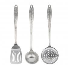 Acero inoxidable, madera y silicona. Pack De 3 Utensilios De Cocina De Acero Inoxidable San Ignacio Origen Plata Las Mejores Ofertas De Carrefour