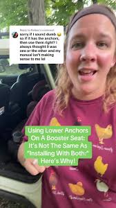 Replying to @Kelsey Pardon my post-chicken chore sweat lol, but here’s why  it’s different for a booster seat! In a harnessed car seat, the lower  anchors or seatbelt are keeping both the car seat and ...