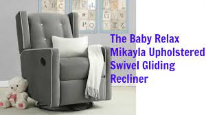 This gorgeous nursery glider has a convenient side pocket and upholstered ottoman with a removable top that hides a secret storage bin for toys (or extra diapers). The Baby Relax Mikayla Upholstered Swivel Gliding Recliner Review Best Nursery Glider Youtube