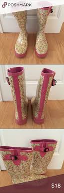 Estate fresh womens 10 merona back & white striped rain boots. Merona Floral Rain Boots Wellies Waterproof Sz 10 Floral Rain Boots Rain Boots Wellies