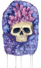 Amethyst Crystal Crown Skull Watercolor Painting Original Etsy In 2021 Crystal Drawing Skull Painting Crown Illustration