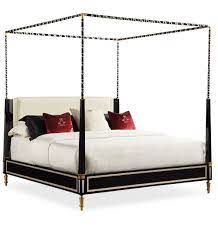 Hillsdale furniture mcarthur metal and upholstered canopy king bed, matte black with gray fabric. The Couturier Canopy Bed King Caracole