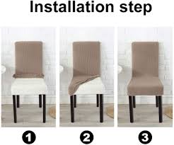 These chairs have wood legs in a natural finish that nicely contrasts with the gray fabric. Buy Northern Brothers Dining Room Chair Slipcovers Dining Chair Covers Parsons Chair Slipcover Stretch Chair Covers For Dining Room Set Of 6 Khaki Online In Vietnam B07xjrrqw5