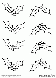 Here are some christmas images with holly to color in. Holly Print Color Fun
