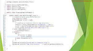 Oct 12, 2020 · to compile your java program use the javac tool. Program How To Write Or Store Data Into Temporary File In Java Javaprogramto Com