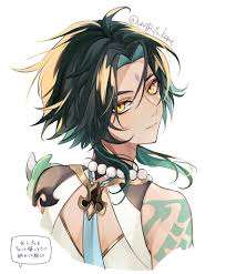 1boy, xiao (genshin impact), smile, solo, from behind - Anime R34