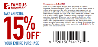 Get Extra 15 Off On Entire Purchase Coupon May Be Used Only Once In Famous Footwear Famous Footwear Outlet Or Facto Famous Footwear Coupons Jcpenney Coupons