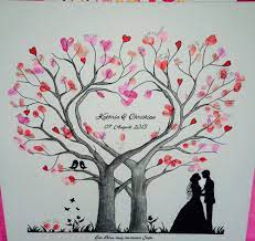 Fingerabdrücke von den gästen als erinnerung an einen schönen tag eignen sich neben der hochzeit auch für weitere, wichtige ereignisse. Wedding Tree Herz Fingerabdruck Baum Hochzeit Geschenk Leinwand 50x50 60x60cm Mobel Wohnen Fingerabdruck Baum Hochzeit Baum Hochzeit Fingerabdruck Hochzeit