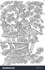 Stokovaya Vektornaya Grafika Coloring Pages Kids Adults Tree House Bez Licenzionnyh Platezhej 653650927 Raskraski Grafika Vektornaya Grafika