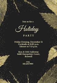 Black And Gold Party Invitations Templates Free Golden Winter Leaves Christmas Invitation Template Free Greetings Island Holiday Invitations Christmas Invitations Template Birthday Invitation Templates