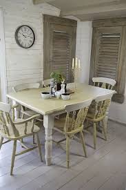 This 2 Tone Farmhouse Dining Set Has Been Painted In Annie Sloan Old White And A Mix Of Versaille Chic Dining Room Shabby Chic Dining Room Farmhouse Dining Set
