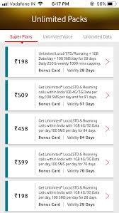 vodafone prepaid best plans list vodafone unlimited