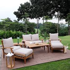 Birch Lane Outdoor Furniture Summerton 7 Piece Teak Sofa Seating Group With Cushions Backyard Furniture Teak Patio Furniture Pool Patio Furniture