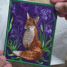 Red Fox and Iris Embroidered Patch