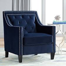 Tiffany Navy Blue Tufted Armchair 37y92 Lamps Plus Blue Velvet Chairs Blue Accent Chairs Blue Occasional Chair