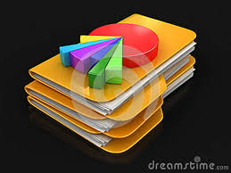 Folders And Files With Pie Chart Stock Illustration