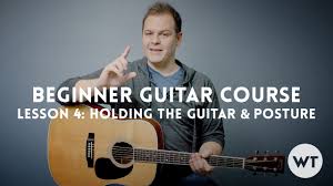 Keep the guitar face nearly vertical with the top inclined slightly. Lesson 4 Holding The Guitar And Posture Worship Tutorials