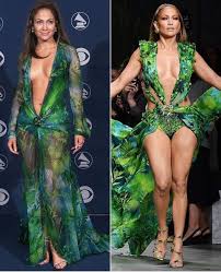The american star relived her iconic palm leaf dress from the 2000 grammy awards as she sported an even more revealing look on the runway. J Lo And The Versace Dress A Rare Instance Of Something Getting Better With Time Culled Culture