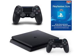 Sony Playstation 4 1tb Slim Console With 2 Dualshock 4 Controllers 20 Ps Store Gift Card Ps Store Sony Playstation Dualshock