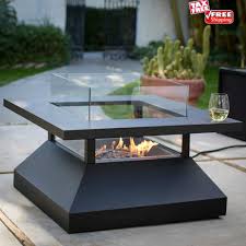 Modern Gas Fire Pit Table Steel Glass Propane Burner Heater Patio Yard Firerlace Moderngasfirepittableredember Fire Pit Table Gas Fire Pit Table Fire Pit