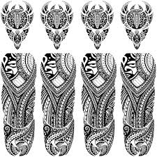 These tats never go out of style so; Amazon Com Tribal Totem Sleeve Tattoos 4 Sheet Large Full Arm Sleeve Tattoos And 4 Sheet Fake Half Arm Totem Tattoos For Men Women Makeup Beauty Personal Care