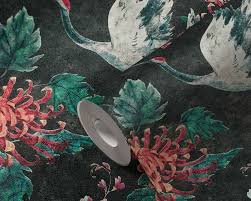 Les papiers peints se collent facilement et vous avez le choix dans plusieurs formats et matières. A S Creation Papier Peint Floral Gris Noir Rouge Vert 374643